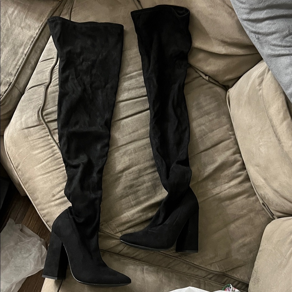 Missguided Black Over-the-Knee Boots